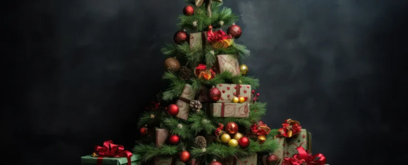 Christmas tree with presents below