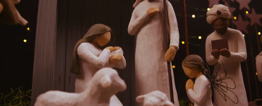 Traditional Nativity showing Mary, Joseph and Baby Jesus
